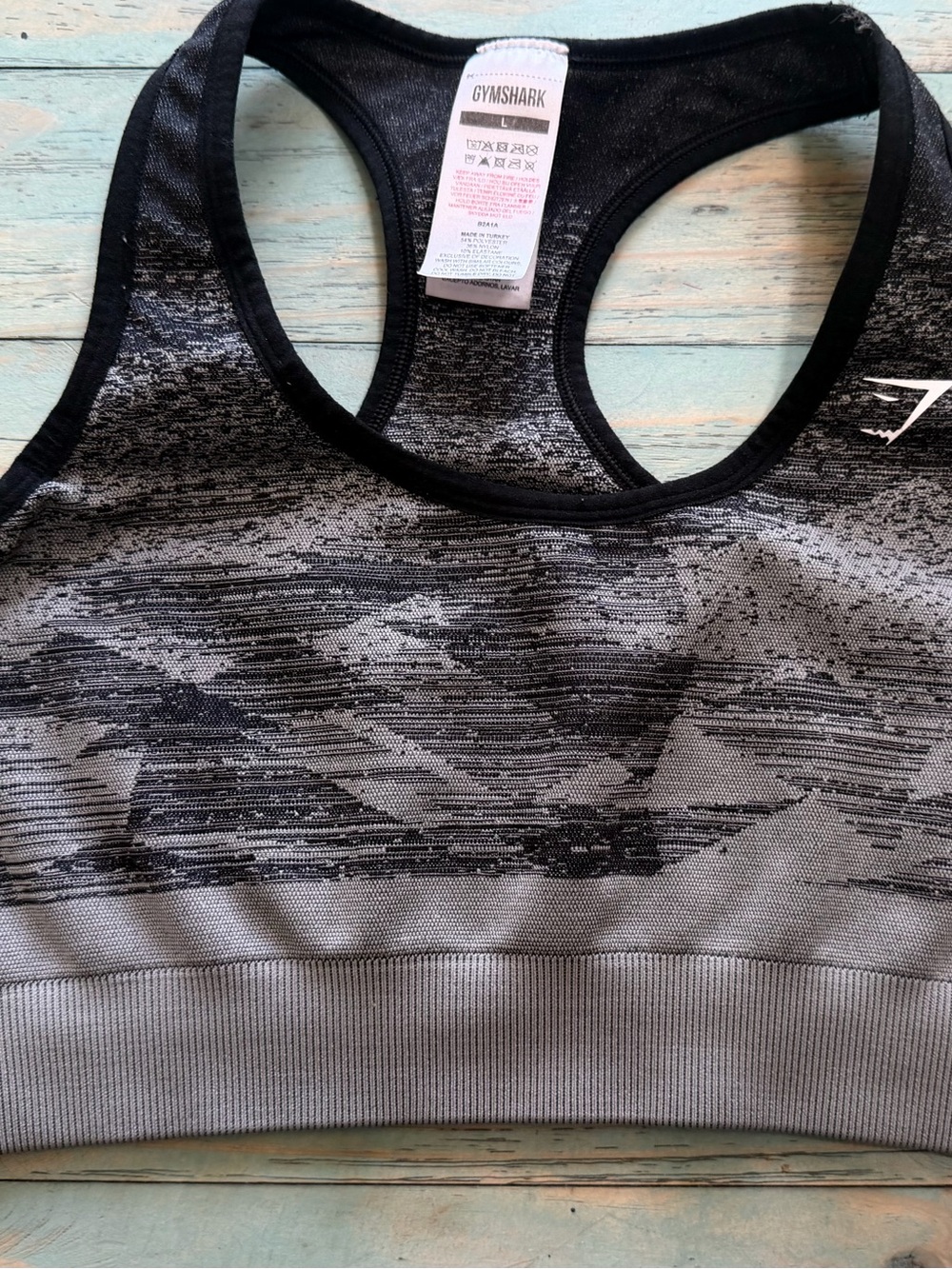Gymshark Grey and Black Seamless Racerback Sports Bra